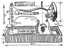 SALE NIEUW cling stempel Blueprints Sewing Machine van TIM HOLTZ. - 1