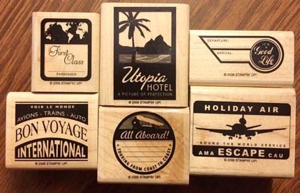 SALE NIEUW RETIRED Houten Stempel Set World Tour 2006 van Stampin Up - 1