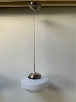 Art deco design verlichting hanglamp getrapt glas met punt 25 cm - 0