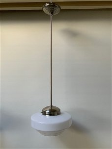 Art deco design verlichting hanglamp getrapt glas met punt 25 cm
