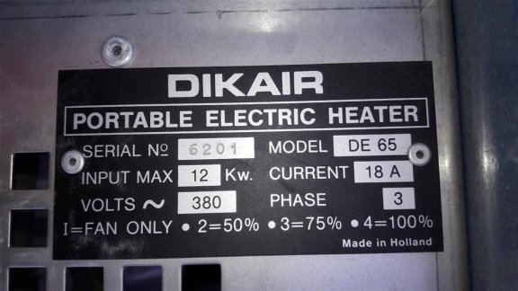 heater bouwkachel bouwdroger dikair 12kw 380 volt - 4