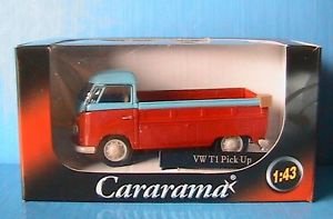 1:43 Cararama Volkswagen T1 pickup blauw-rood classic VW open bak lichte bestelwagen - 1