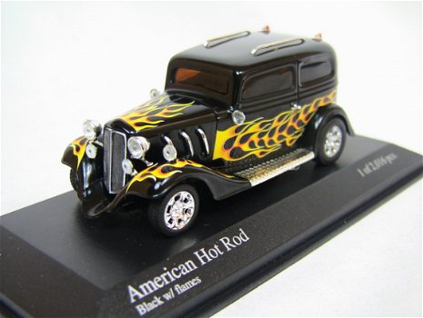 1:43 Minichamps American Hot Rod zwart gevlamd limited 1 van 2.016 stuks 400142260 - 1
