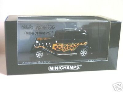 1:43 Minichamps American Hot Rod zwart gevlamd limited 1 van 2.016 stuks 400142260 - 2