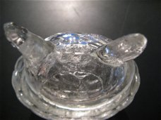 Voor in het poppenhuis: Antiek glazen frans botervlootje jaren 20...