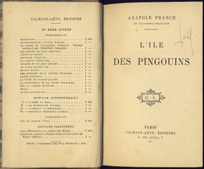 ANATOLE FRANCE**L'ILE DES PINGOUINS*1908*CALMANN-LEVY** - 1