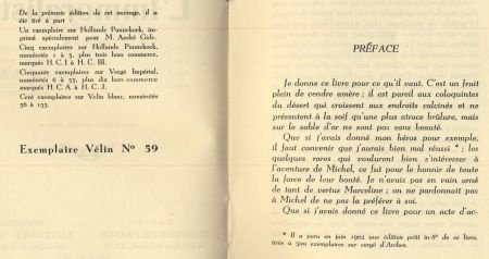 ANDRE GIDE**L'IMMORALISTE**MERCURE DE FRANCE+EDITIONS N.R.B. - 3