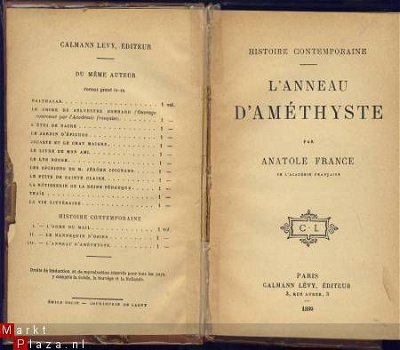 ANATOLE FRANCE**L'ANNEAU D'AMETHYSTE**1899**CALMANN LEVY - 1