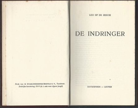 LEO OP DE BEECK**DE INDRINGER**BRUINE HARDCOVER DAVIDSFONDS* - 1