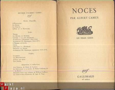 ALBERT CAMUS**NOCES*LES ESSAIS XXXIX **NRF GALLIMARD** - 2