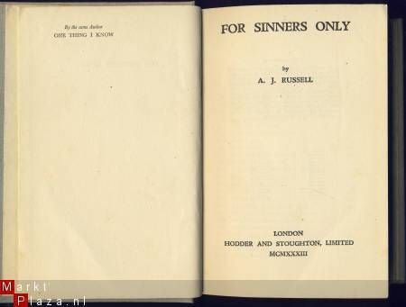 A. J. RUSSELL**FOR SINNERS ONLY**HODDER AND STOUGHTON*1933** - 2