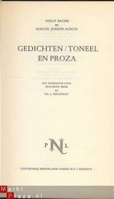 NELLY SACHS+SAMUEL JOSEPH AGNON**GEDICHTEN/TONEEL EN PROZA**