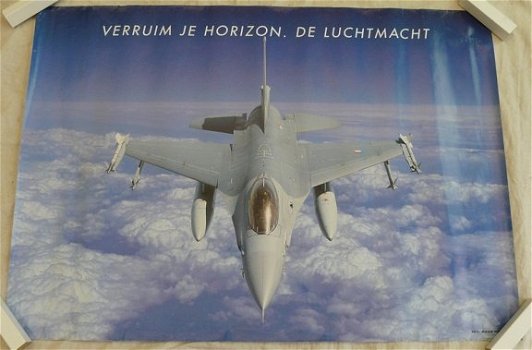 Poster / Affiche, Straaljager / Jetfighter, F-16A, KLu, afm.: 59,5x42cm, jaren'90.(Nr.1) - 0