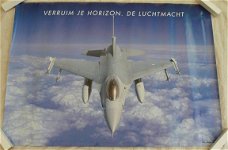 Poster / Affiche, Straaljager / Jetfighter, F-16A, KLu, afm.: 59,5x42cm, jaren'90.(Nr.1)