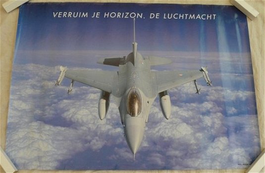 Poster / Affiche, Straaljager / Jetfighter, F-16A, KLu, afm.: 59,5x42cm, jaren'90.(Nr.1) - 3