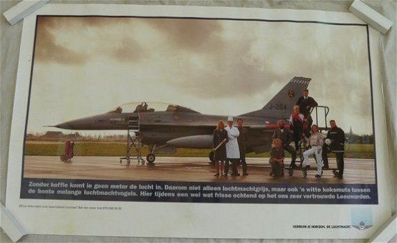 Poster / Affiche, Straaljager / Jetfighter, F-16A, KLu, afm.: 63x39cm, jaren'90.(Nr.2) - 1