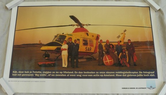 Poster / Affiche, Helikopter, SAR Agusta Bell 412 SP, KLu, afm.: 63x39cm, jaren'90.(Nr.1) - 0