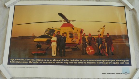 Poster / Affiche, Helikopter, SAR Agusta Bell 412 SP, KLu, afm.: 63x39cm, jaren'90.(Nr.1) - 3