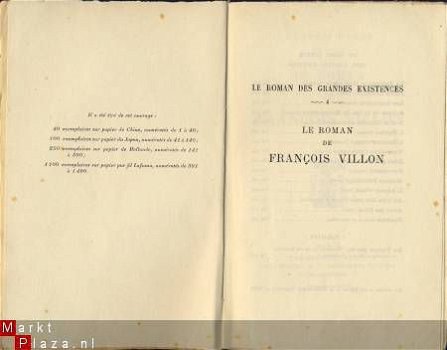 FRANCIS CARCO**LE ROMAN DE FRANCOIS VILLON**SOFTCOVER PLON!! - 3