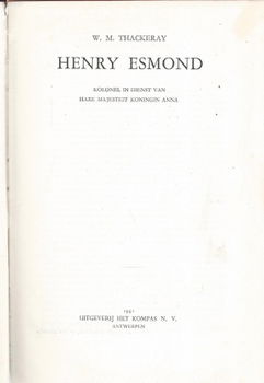 W. M. THACKERAY**HENRY ESMOND**SPLENDIDEROOD TEXTUUR LINNEN BOEK-BAND.** - 2