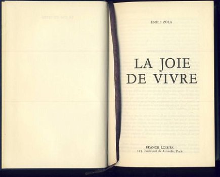 EMILE ZOLA**LA JOIE DE VIVRE**EMILE ZOLA*1979*FRANCE-LOISIRS - 2