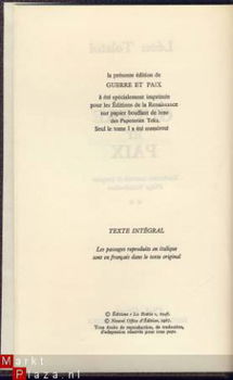 LEON TOLSTOÏ**GUERRE ET PAIX**TOME I+TOME II**RENAISSANCE - 7