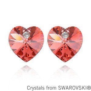 oorbellen hart crystal 925 zilver swarovski kristal facet rood 1001 oorbellen - 1