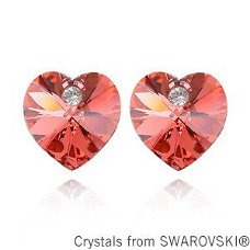 oorbellen hart crystal 925 zilver swarovski kristal facet rood 1001 oorbellen