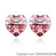 oorbellen donker roze crystal 925 zilver swarovski hart kristal facet 1001 oorbellen - 1 - Thumbnail