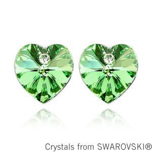 oorbellen groen crystal 925 zilver swarovski hart kristal facet 1001 oorbellen - 1