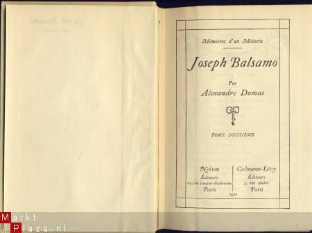 ALEXANDRE DUMAS**JOSEPH BALSAMO*MEMOIRES D'UN MEDECIN*NELSON - 4