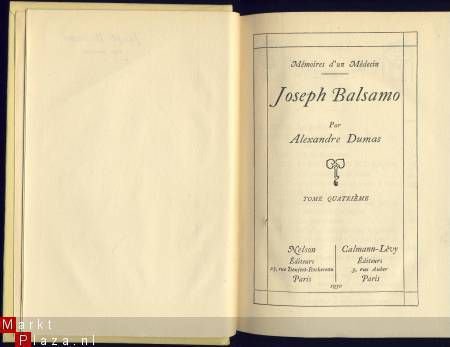 ALEXANDRE DUMAS**JOSEPH BALSAMO*MEMOIRES D'UN MEDECIN*NELSON - 8