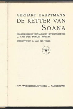 GERHART HAUPTMANN**DE KETTER VAN SOANA**HARDCOVER**WERELDBIB - 2