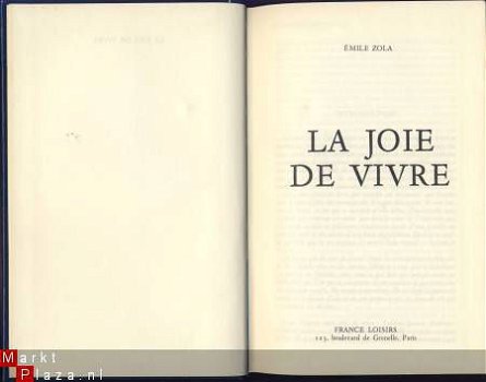 EMILE ZOLA**LA JOIE DE VIVRE**EMILE ZOLA*1979*FRANCE-LOISIRS - 2