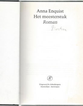 ANNA ENQUIST**HET MEESTERSTUK**ZWARTE TEXTUUR LINNEN BOEKBAND**+ ZWARTE DUSTJACKET ** - 5