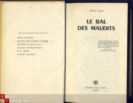 IRWIN SHAW**LE BAL DES MAUDITS**HARDCOVER *PRESSES DE LA CI - 2