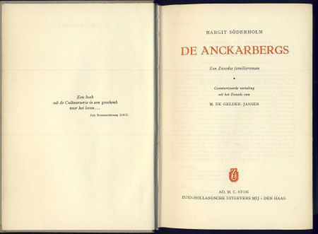 MARGIT SÖDERHOLM**DE ANCKARBERGS**3° BOEKBAND* - 2