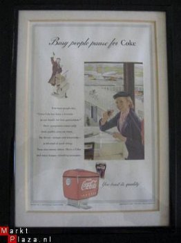 Mooie reclame-prent Coca Cola origineel uit 1953... - 1