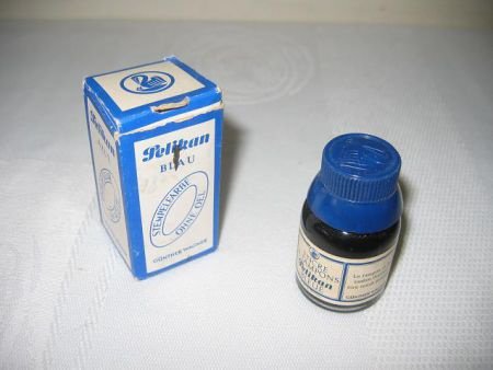 Pelikan, oud potje stempelinkt blauw, zonder olie, 15 ccl - 1