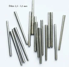 20 Voorsteekstiften extra dik 2,3 - 3,1 mm. lang 40 mm. € 6,50