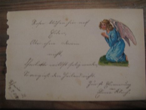 Een duits versje uit een antiek poesie album...mét poesieplaatje..1890! - 1