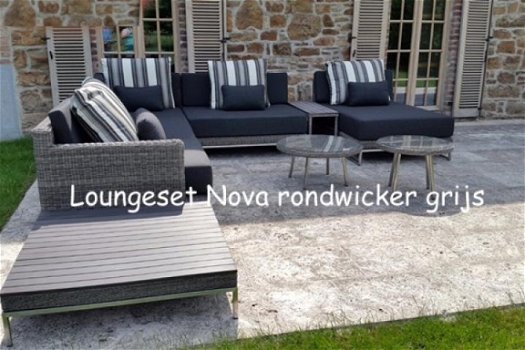 Loungeset lounche set terras tuin grijs wicker nieuw. - 1