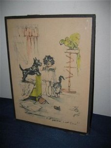 C'est pas moi, c 'est Coco !! Leuke antieke kleurenlitho...