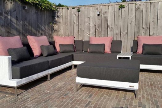 Loungeset lounche set terras tuin wit wicker nieuw. - 1