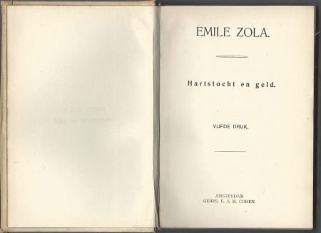 EMILE ZOLA**HARTSTOCHT EN GELD**E.& M. COHEN.**AMSTE - 2