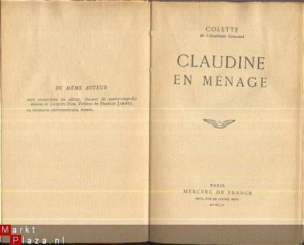 COLETTE**CLAUDINE EN MENAGE**MERCURE DE FRANCE**1956** - 2