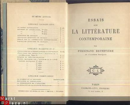 FERDINAND BRUNETIERE**ESSAIS SUR LA LITTERATURE CONTEMPORAIN - 1