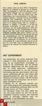 PAUL LEBEAU**HET EXPERIMENT**HARDCOVER DE CLAUWAERT LEUVEN - 2