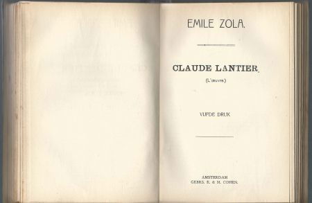 EMILE ZOLA**CLAUDE LANTIER**L'OEUVRE**E.& M. COHEN.*HARDCOVE - 3