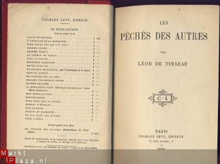 LEON DE TINSEAU**PECHES DES AUTRES**1899*CALMANN LEVY - 1